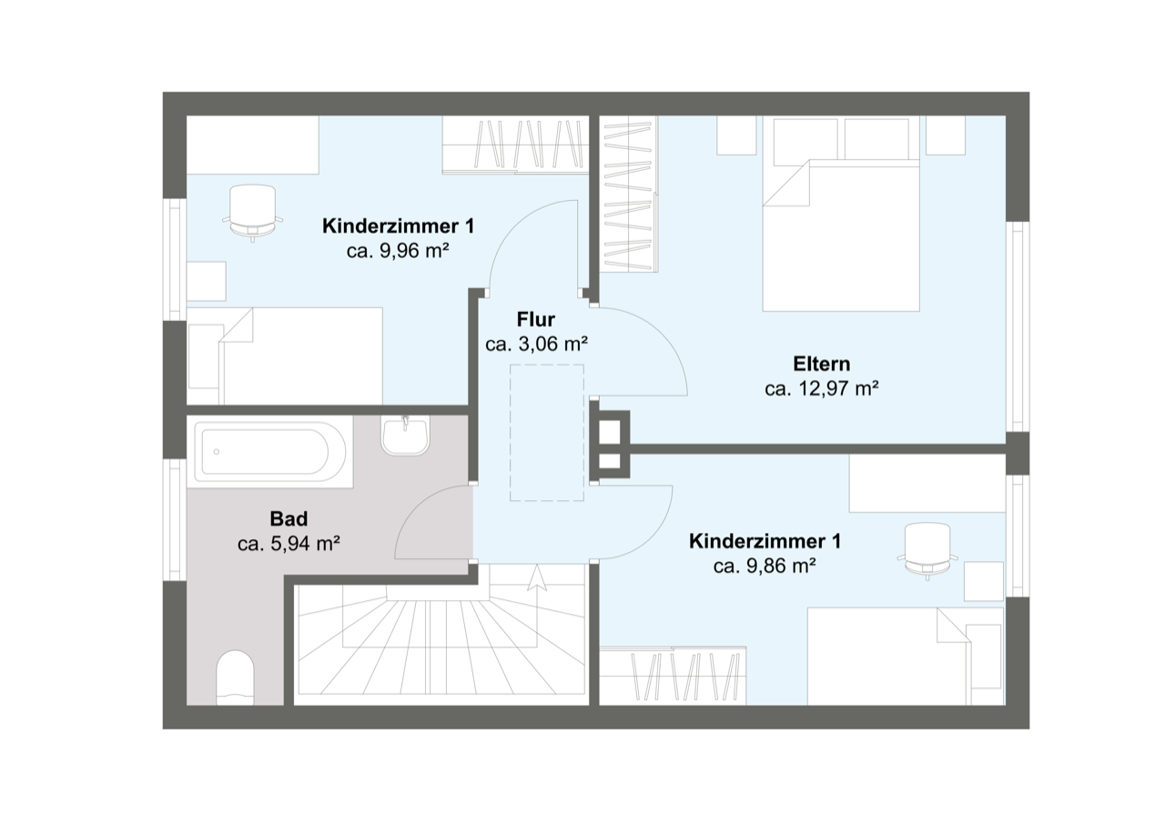 Einfamilienhaus Isernhagen — Grundriss Obergeschoss