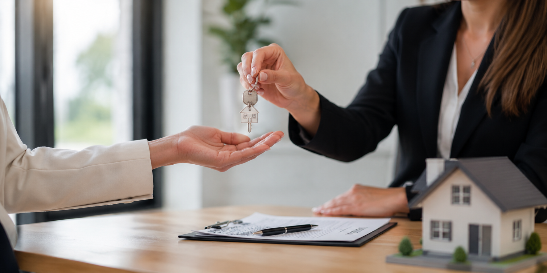 Schlüsselübergabe bei einem Immobilienverkauf