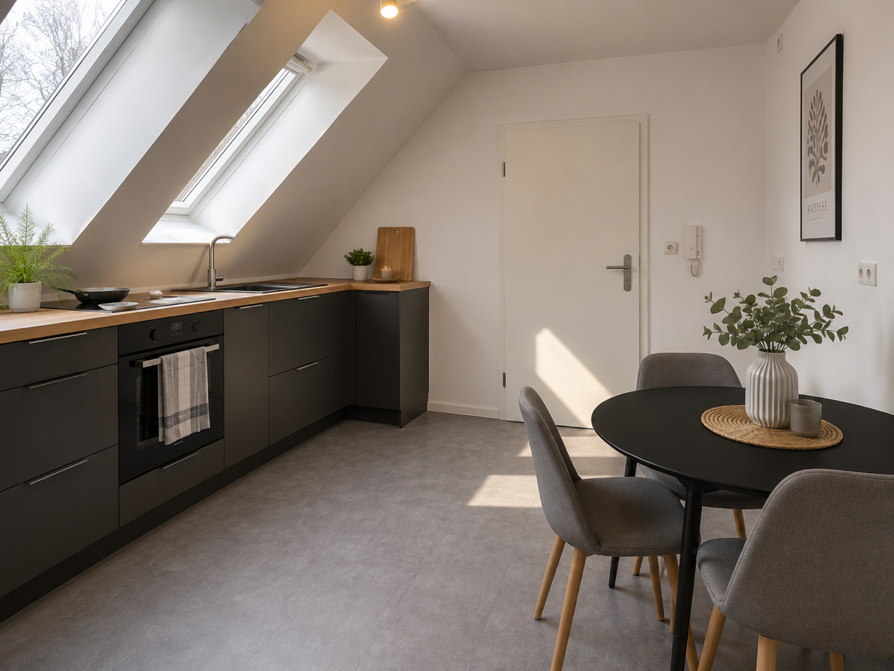Wohnung Fuhrberg — Küche mit Dachschräge